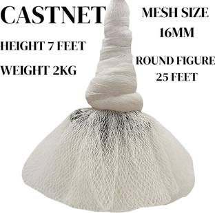 NETKING Cast Net Jhaki Jaal 7ft – 25ft Round Nylon Net | 16mm Mesh, Iron Sinkers Fishing Net