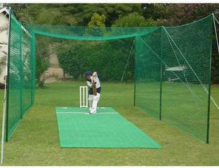 mssports Nylon 50x10 Feet Ground Boundary And Practice Cricket Net GREEN WITH INTER LOCK Cricket Net