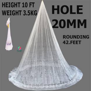 तजनेट CAST NET 10FT HEIGHT NYLON THREAD 1+2 MESH 20MM 42FT ROUND 3.6KG IRON SINKER नेट