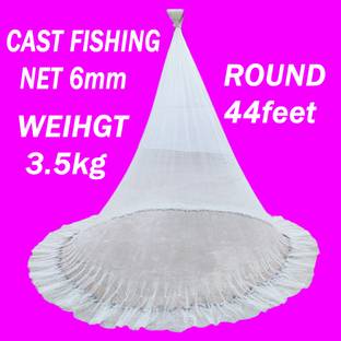 A to Z CAST FISHING NET 6mm MESH,IRON SINKER, HEIGHT 10feet, ROUND 44feet, WEIGHT 3.5kg Fishing Net