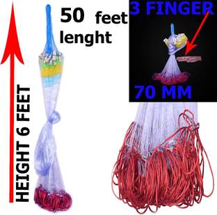 TAJNET 3 FINGER GILLNET 6FEET HEIGHT 70MM UPPER 50 FEET LENGTH DOWN 100 FEET Fishing Net