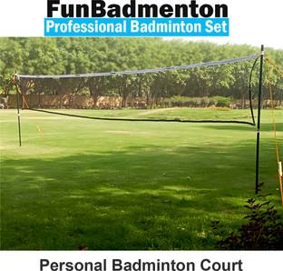 FunBadmenton Outdoor Portable Nylon Badminton Net, Foldable Stand Poles, Practice Badminton Net