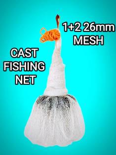 FARUK FISHNET 1+2 26mm MESH SIZE,ROUND-55feet,WEIGHT-4.5kg,HEIGHT-12feet (WHITE) Fishing Net