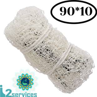 I2SERVICES Professional Cricket Practice Net – Heavy-Duty & Long-Lasting (White, 90*10 Ft) Cricket Net