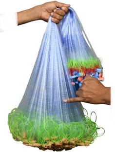 PURKAIT FISHNET HALF FINGER 18MM GILNET MUD SINKER,HIGHT3FT,UP LENTH50FT,DOWN LENTH90FT HDP ROPE Fishing Net