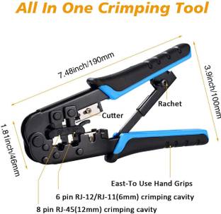 BALRAMA Heavy Dual Modular Network RJ45 RJ11 RJ12 Crimping Tool, Network Cable Cutting Network Interface Card