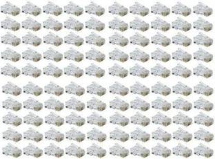 VISHNU VALLABH 100pcs RJ45 Connectors Modular 8 Pin Network Cable Plugs RJ-45 Adapter Crimps Network Interface Card (Crystal Clear, Gold Plated) Network Interface Card