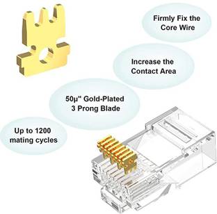 RAREGEAR RJ45 Connectors Cat5 Cat5e CAT6 Pass 23AWG Ethernet Cable Solid Wire ( 20 Pcs ) Network Interface Card