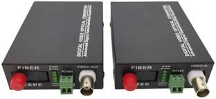 HANUTECH 1CH Digital Audio Video BNC to Fiber Optical Converter With Data 1 Channel RS485 0 Ports 1000 Mbps Unmanaged Network Switch