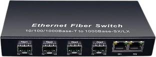 RAMEX 6 Port Gigabit Ethernet Fiber Switch 4 SFP Fiber Port 2 RJ45 UTP Port Unmanaged 2 Ports 1000 Mbps Network Switch