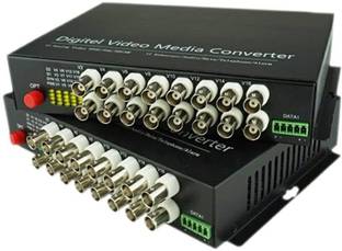 HANUTECH 16 Channel CCTV BNC to OFC Media Converter, FC Connectors, Supports 960p/720p 16 Ports 1000 Mbps Unmanaged Network Switch