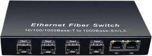 HANUTECH 6 Port Gigabit Ethernet Fiber Switch 4 SFP Fiber Port 2 RJ45 UTP Port Unmanaged 6 Ports 1000 Mbps Unmanaged Network Switch