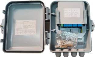 HANUTECH FTTH Fiber Distribution Box Loaded, 1X4 Fiber Splitter Box, Indoor/Outdoor Use 0 Ports 1000 Mbps Unmanaged Network Switch