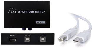 PreSolve Printer Sharing 2 Port USB Switch Box USB 2.0/ Hub For Printer. 2 Ports 100 Mbps Smart Network Switch