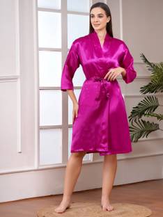 Poorak Pink Free Size Bath Robe