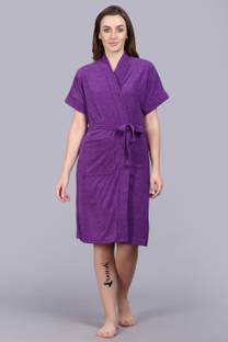 Poorak Purple Free Size Bath Robe