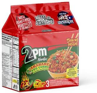2pm Akabare Veg Curry Flavoured 2X Spicy Noodles 100 gms | Pack of 5 Instant Noodles Vegetarian