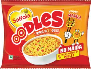Saffola Oodles Yummy Masala, Ring Noodles, No Maida, Goodness of Millet & Oats Instant Noodles Vegetarian
