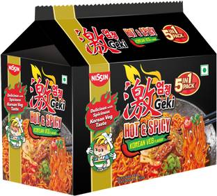 Geki Hot & Spicy Korean Veg Flavoured Ramen Instant Noodles Vegetarian