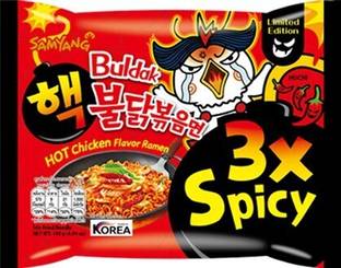 Samyang Hot Chicken Flavor Ramen Buldak 3X Spicy Instant Noodles(Pack Of 5) Hakka Noodles Non-vegetarian