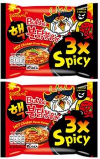 Samyang 3X Spicy Hot Chicken Flavour - 140gm*2Pack (Imported) Combo Instant Noodles Non-vegetarian