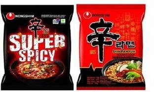 Nongshim Shin Ramyun & Red Super Spicy Korean Style Instant Noodles Instant Noodles Vegetarian