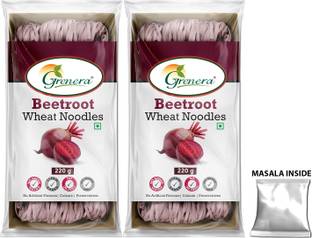 Grenera Beetroot Wheat Noodles, Made with whole wheat flour and real vegetables Instant Noodles Vegetarian