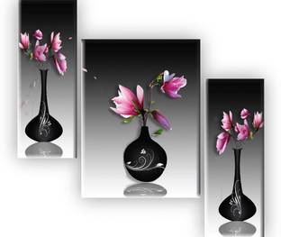saf 18 inch Set of 3 Flower UV textured MDF painting sticker Self Adhesive Sticker