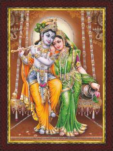 Cherriee RADHA KRISHNA Sparkle Coated Painting with wooden frame (With Frame) Religious Frame