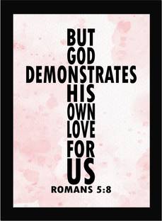 But God Demonstrates - Bible Verse Wall Photo Frame Wall Poster, Bible Quotes Print with Frame, Home, Office Decor, Bible Quotes Poster Framed Fine Art Print
