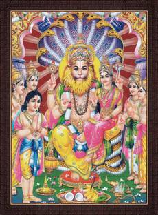 craftery Narasimha Lakshmi | Swami Narayan Laxmi Digital Reprint 14 inch x 10 inch Painting