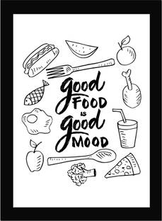Good Food Good Mood - Funny, Kitchen Quote Framed Wall Poster, Inspirational Quotes, Print with Frame, Home, Office Decor, Motivation Quotes Poster Framed Fine Art Print