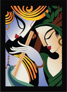 Lord Lord Radha Krishna Painting Printed With Frame, Wall Art, Home Decorative, Office Decor Fine Art Print