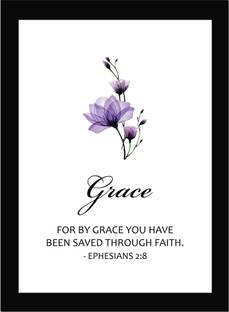 Grace - Bible Verse Wall Photo Frame Wall Poster, Bible Quotes Print with Frame, Home, Office Decor, Bible Quotes Poster Framed Fine Art Print