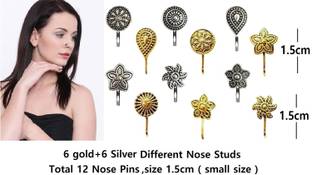VAMA Black Silver, Gold-plated Plated Metal Nose Stud Set