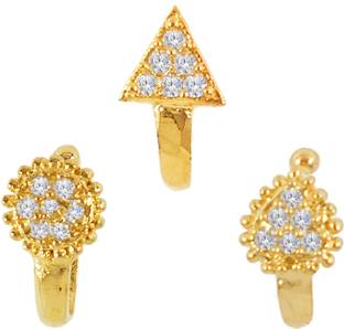 RANIT CREATION Diamond Gold-plated Plated Alloy Nose Stud Set