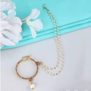 JEWELS GURU Cubic Zirconia Gold-plated Plated Brass Nose Ring