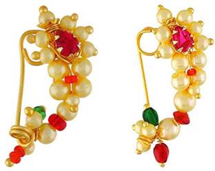 Vail Creations Pearl Gold-plated Plated Stone Nose Ring