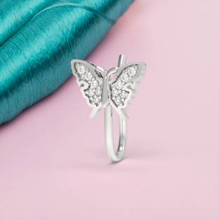 ZALKARI Zircon Silver Plated Sterling Silver Nose Stud