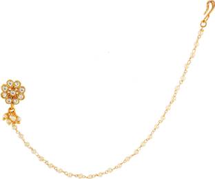 GEMRON JEWEL Crystal, Pearl Copper Plated Copper Nathiya