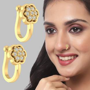 VAMA Cubic Zirconia Gold-plated Plated Metal Nose Stud Set