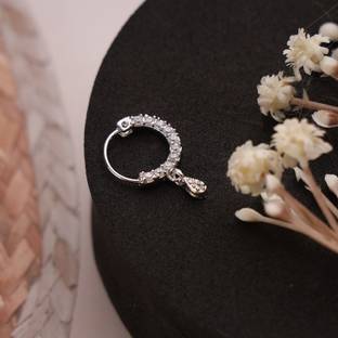 MALIFIONNA Cubic Zirconia Silver Plated Brass Nose Ring