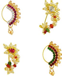 KYOOT JEWELS Ruby, Emerald, Diamond Gold-plated Plated Brass, Stone Nose Stud