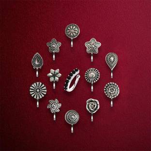 VAMA Black Silver Plated Metal Nose Stud Set