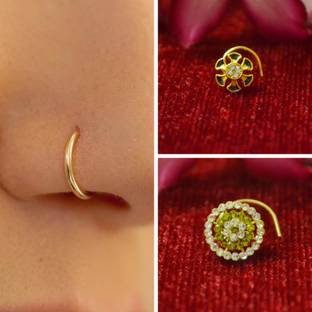 SHREEVARAM Gold-plated Plated Brass Nose Ring Set
