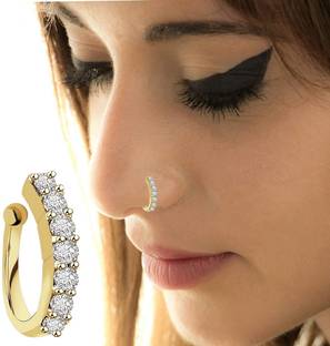 VAMA Cubic Zirconia Gold-plated Plated Stone Nose Ring