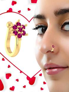 THANU'S CRAFT Ruby Gold-plated Plated Metal Nose Ring