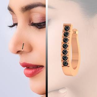 THANU'S CRAFT Cubic Zirconia Copper Plated Metal Nose Ring
