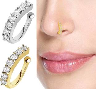 Paridhi Cubic Zirconia Gold-plated Plated Brass Nose Stud Set
