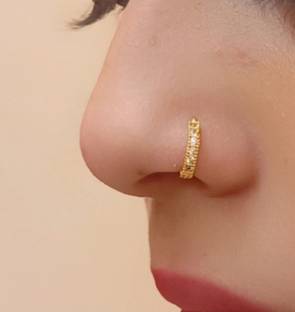 Maan Ruby Gold-plated Plated Brass Nose Ring